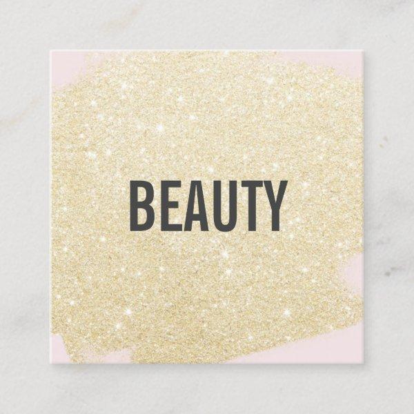 Chic gold glitter brushstroke light pink beauty square