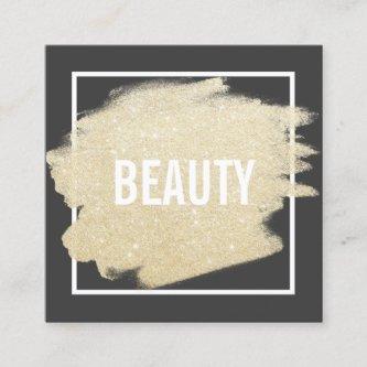 Chic gold glitter brushstroke white black beauty square