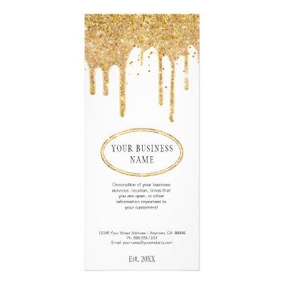 Chic Gold Glitter Drip Elegant Business Price List Rack Card