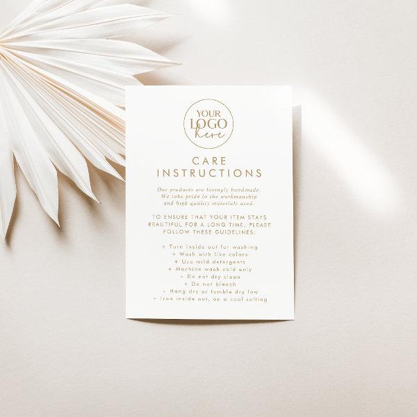 Chic Gold Logo Product Care Instructions Enclosure Card
