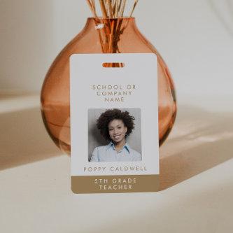 Chic Gold Photo Small Business or Teacher ID Badge