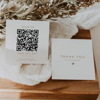 Chic Gold Typography Business QR Code Thank You Discount Card