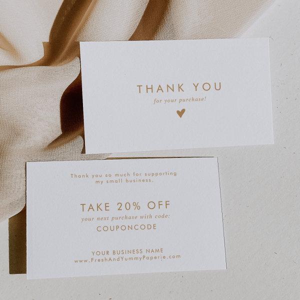 Chic Gold Typography Business Thank You Discount Card