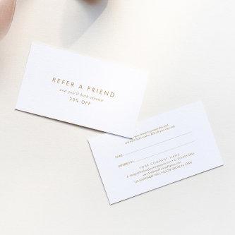 Chic Gold Typography Refer a Friend Referral Card