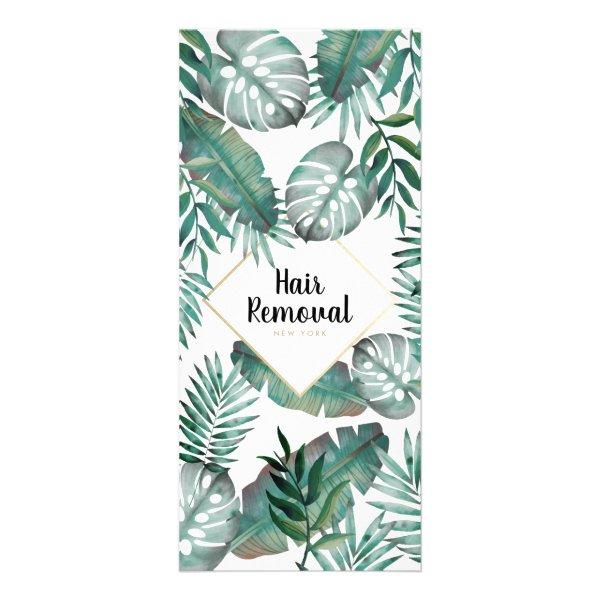 Chic gold white tropical price list salon services rack card