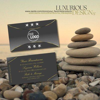 Chic Gray Gradient with Gold Ornate Jewels Logo
