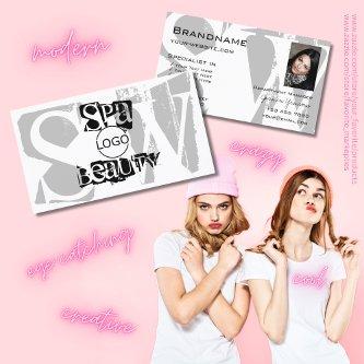Chic Gray White Black with Photo Logo and Monogram