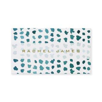 Chic Green and White Watercolor Dots