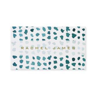 Chic Green and White Watercolor Dots