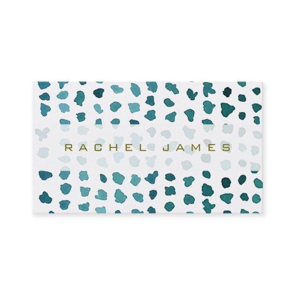 Chic Green and White Watercolor Dots