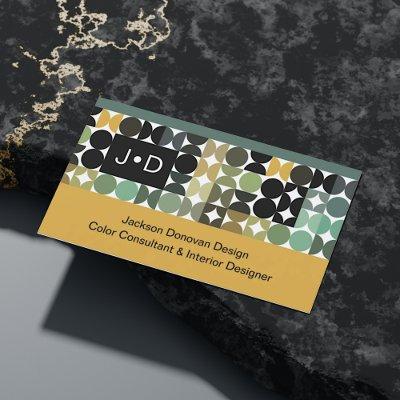 Chic Green Black White Brown Retro Art Pattern