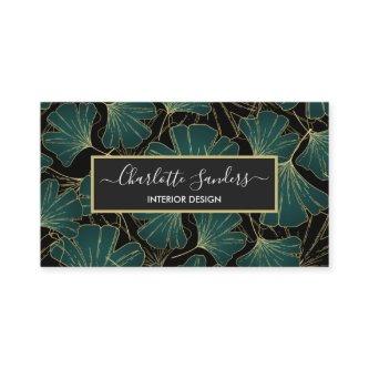 Chic green gold black gingko leaves