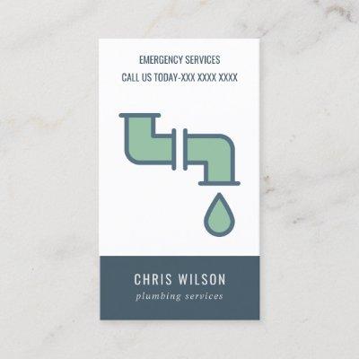 CHIC GREEN NAVY PLUMBER SERVICE PIPES PLUMBING