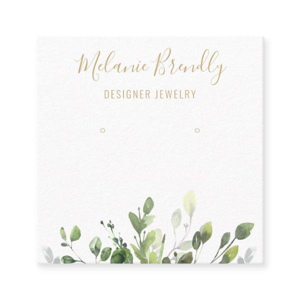 Chic Greenery Gold White Jewelry Earring Display  Square