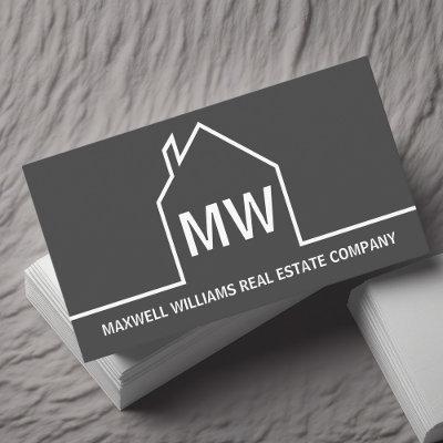 Chic Grey Real Estate Company Monogram Realtor