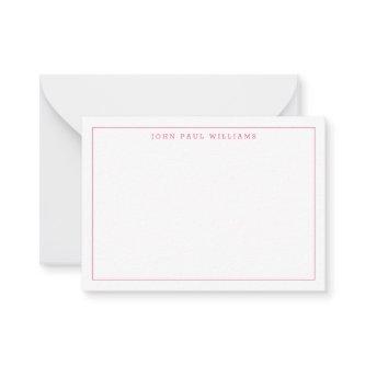 Chic Hot Pink Professional Simple Thin Border Note Card