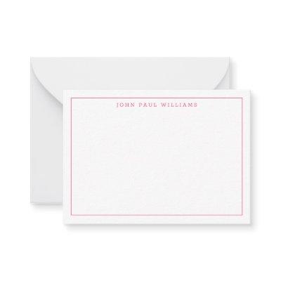 Chic Hot Pink Professional Simple Thin Border Note Card