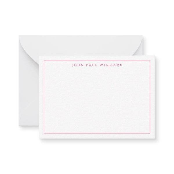Chic Hot Pink Professional Simple Thin Border Note Card