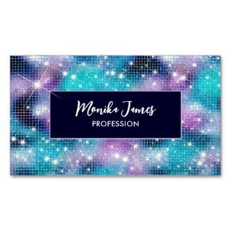 Chic Iridescent Lilac blue Faux Glitter Monogram  Magnet