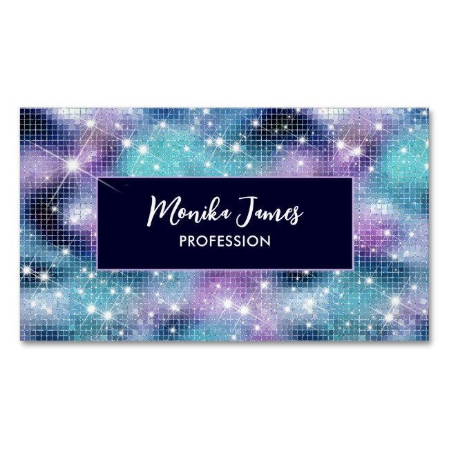 Chic Iridescent Lilac blue Faux Glitter Monogram  Magnet