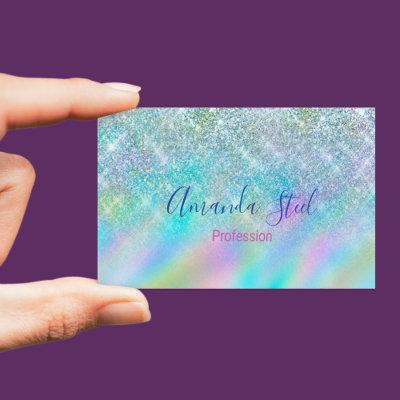 Chic iridescent ombre blue faux glitter  magnet