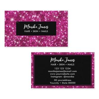 Chic Iridescent Pink Faux Glitter Monogram