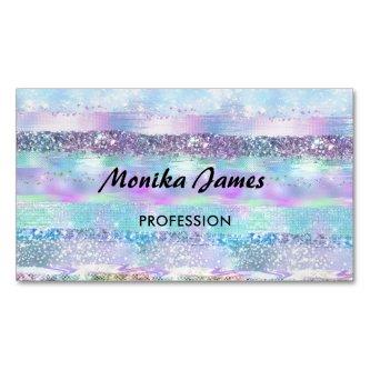 Chic Iridescent Pink Silver Faux Glitter Monogram  Magnet