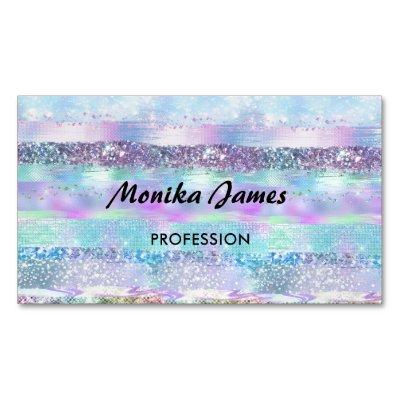 Chic Iridescent Pink Silver Faux Glitter Monogram  Magnet