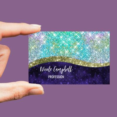 Chic iridescent purple blue faux glitter monogram  magnet