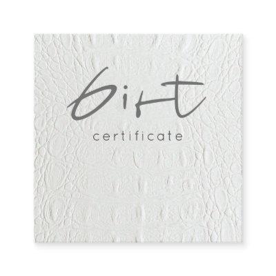 Chic Ivory White Leather Texture Gift Certificate