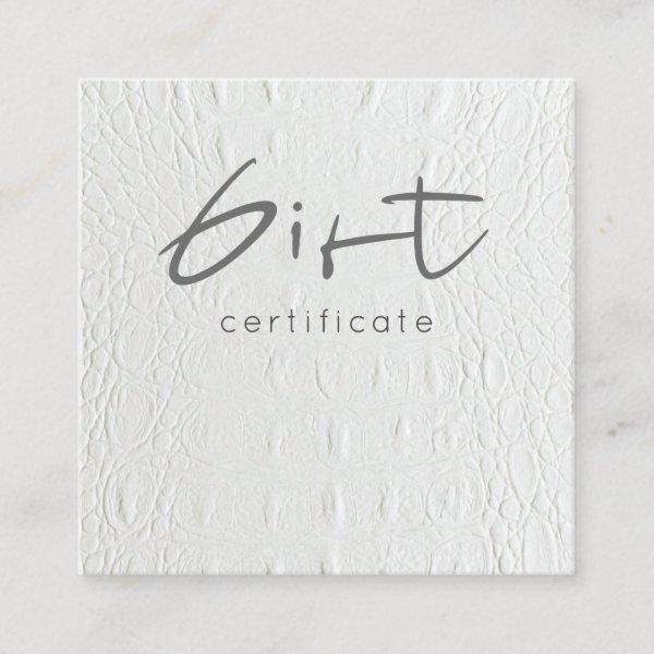 Chic Ivory White Leather Texture Gift Certificate