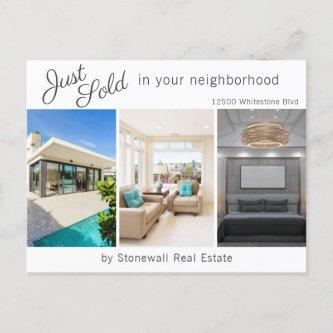 Chic Just Sold Real Estate House Photo Marketing Postcard