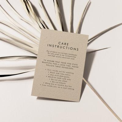 Chic Kraft Business Product Care Instructions Enclosure Card