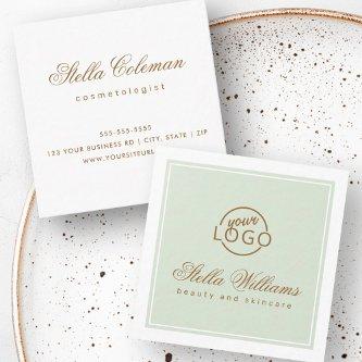 Chic light sage green custom logo minimalist square