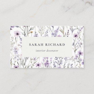 Chic Lilac Purple Wildflower Butterfly Watercolor