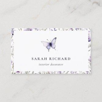 Chic Lilac Purple Wildflower Butterfly Watercolor