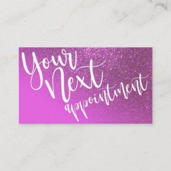 Chic Magenta Purple Glitter Gradient Typography Appointment Card