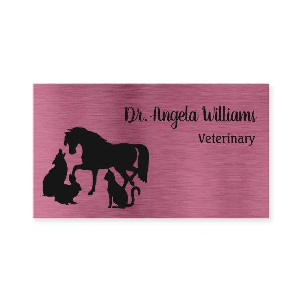 Chic metallic rose gold and black veterinary
