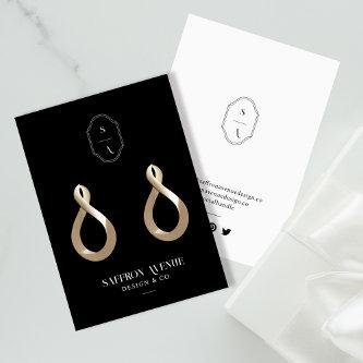 Chic Minimal Black Custom Monogram Earring Display