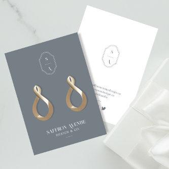 Chic Minimal Grey Custom Monogram Earring Display