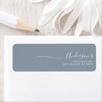 Chic Minimalist Dusty Blue Trendy Script Wedding  Label