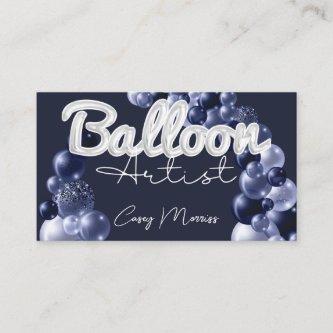 Chic Modern Balloon Artist Navy Blue Silver