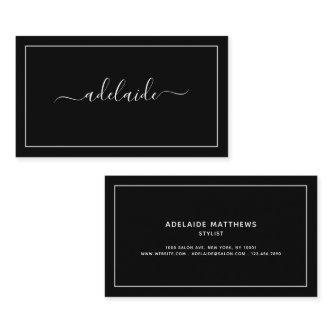 Chic Modern black hair stylist script signature