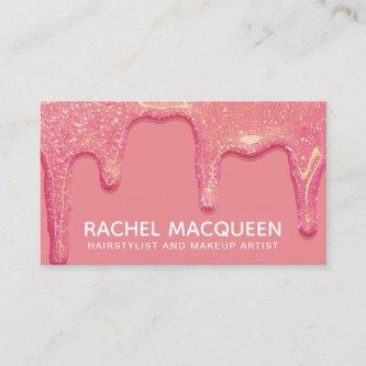 Chic Modern Coral Pink Glitter Drips