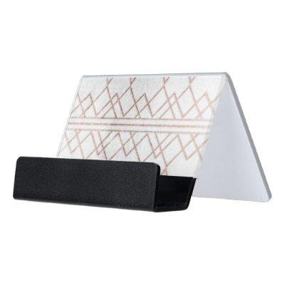 Chic Modern Faux Rose Gold Geometric Triangles Desk  Holder