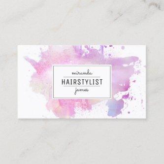 chic modern hair stylist watercolor pink grunge