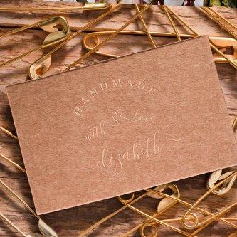 Chic Modern Script Handmade with Love Custom Name Embosser