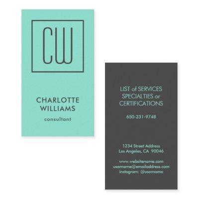 Chic Modern Turquoise Square Monogram Elegant