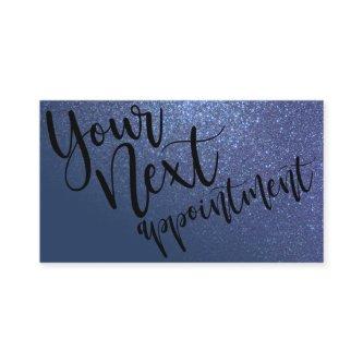 Chic Navy Blue Glitter Gradient Typography Appointment Card