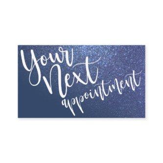 Chic Navy Blue Glitter Gradient Typography Appointment Card